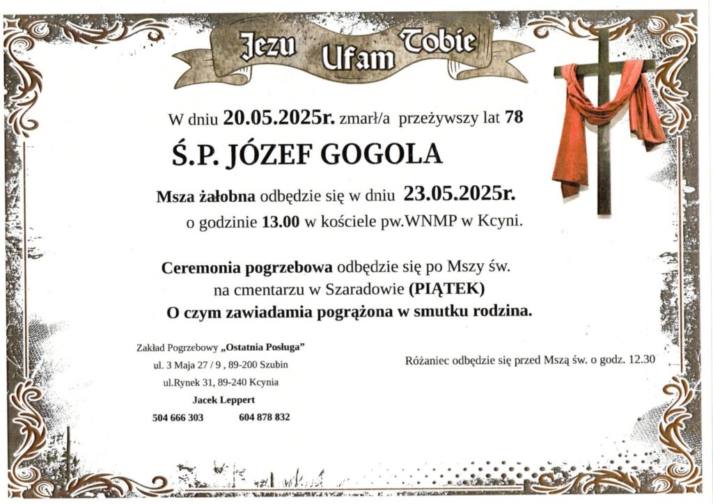 Zakład Pogrzebowy Jacek Leppert - nekrolog