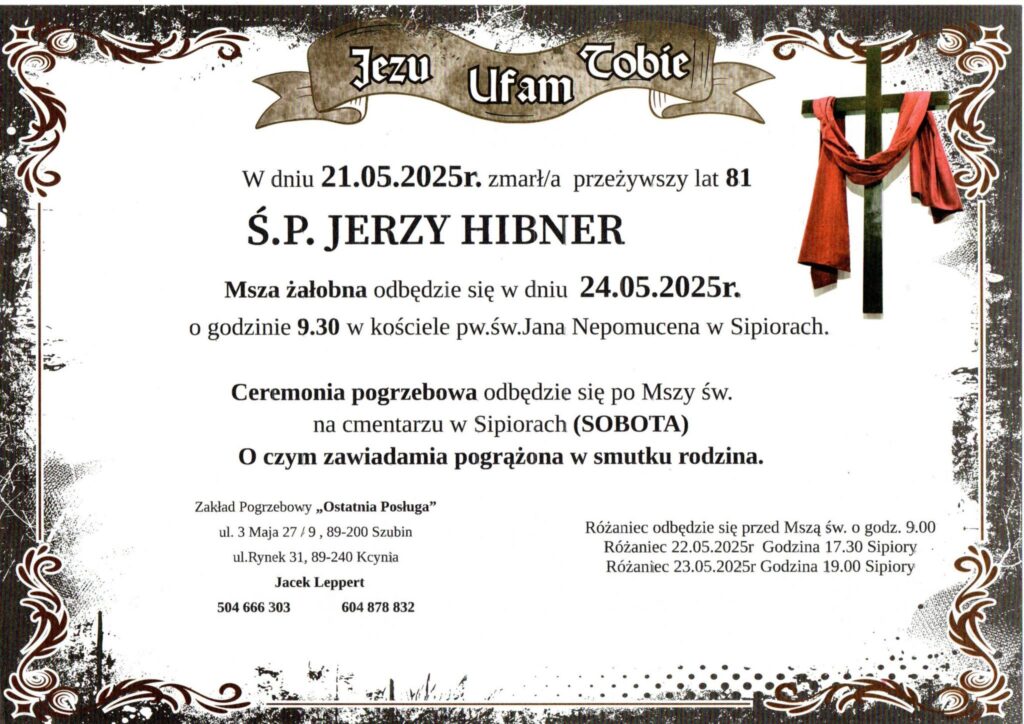 Zakład Pogrzebowy Jacek Leppert - nekrolog
